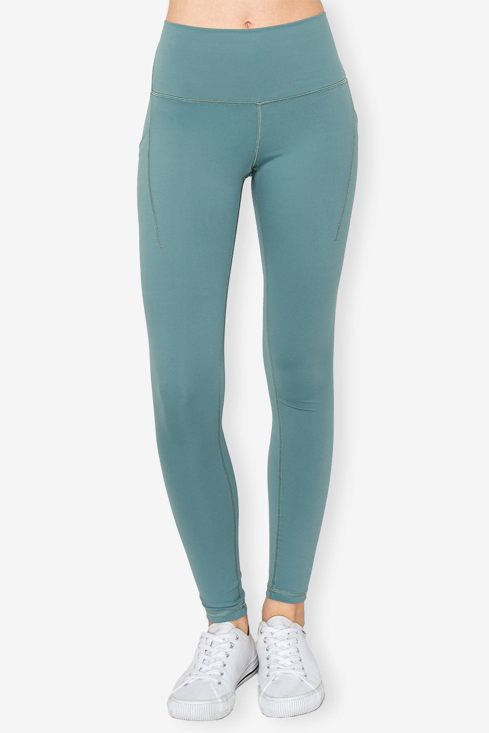 Yoga Legging - Pet Hair Resistant - Forest Teal Blue - front