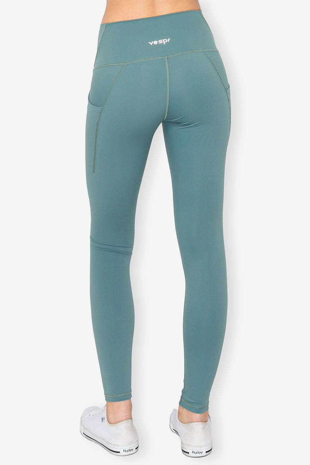 Yoga Legging - Pet Hair Resistant - Forest Teal Blue - back