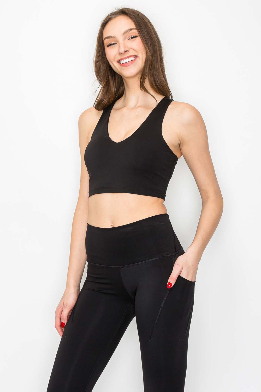 Full Support Yoga Bra Top - Black - angle