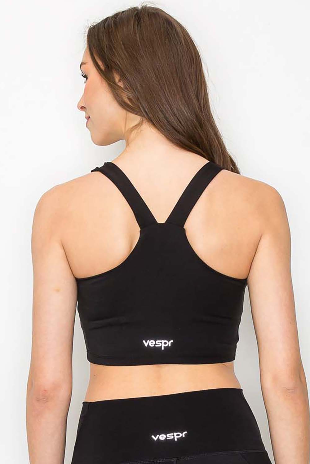 Full Support Yoga Bra Top - Black - back