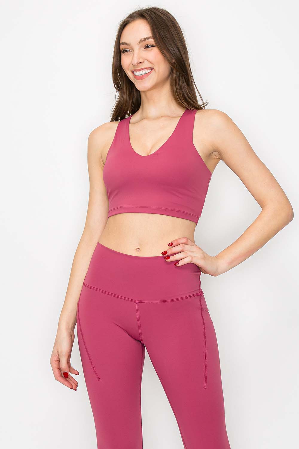 Full Support Yoga Bra Top - Cranberry Red - angle