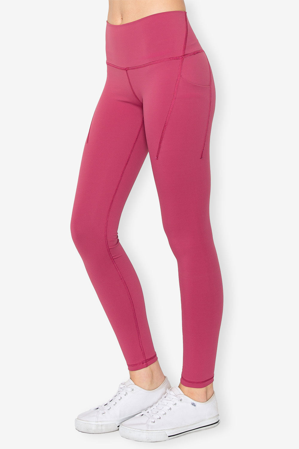 Yoga Legging - Pet Hair Resistant - Cranberry Red - 3/4 view