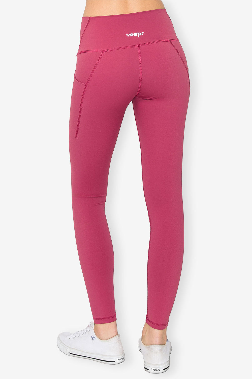 Yoga Legging - Pet Hair Resistant - Cranberry Red - back