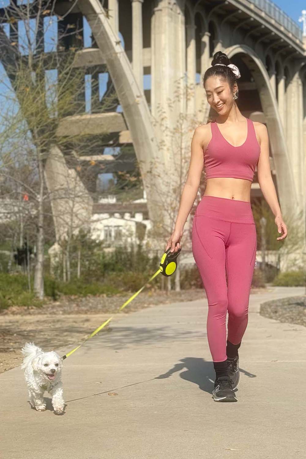 Full Support Yoga Bra Top - Cranberry Red - Lifestyle - Pet Friendly