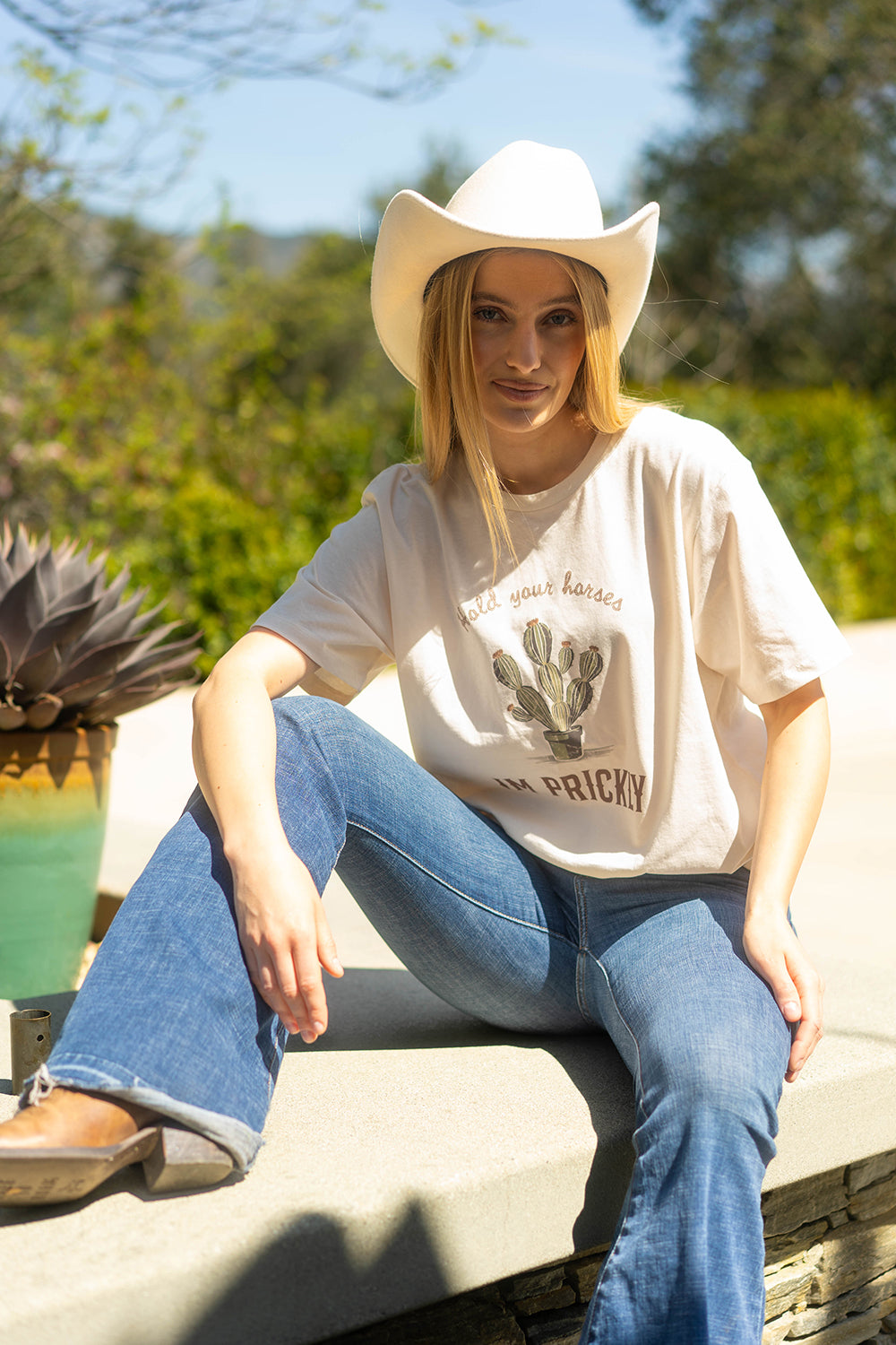 Hold Your Horses Cactus Western Graphic T-Shirt