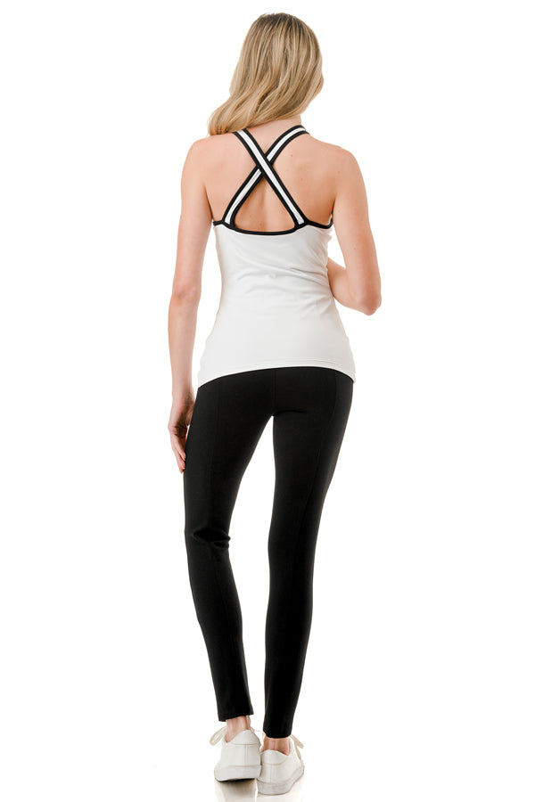 VESPR Colorblock Criss Cross Back Tank Top with Removable Pad BACK
