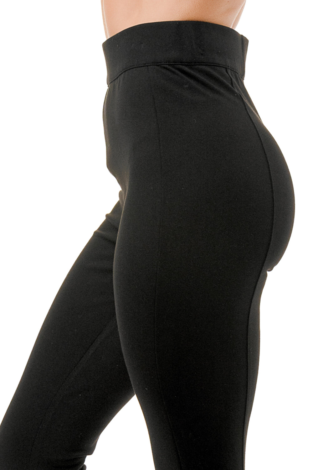 VESPR High Waist Ponti Pants with Top Stitch Detail SIDE