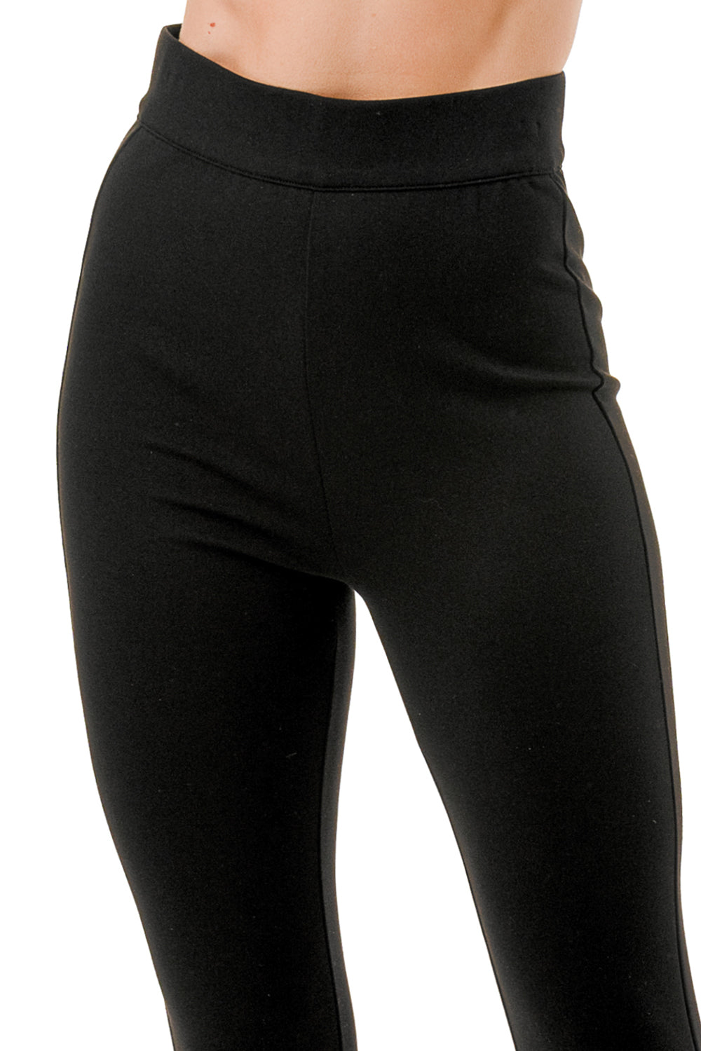 VESPR High Waist Ponti Pants with Top Stitch Detail FRONT