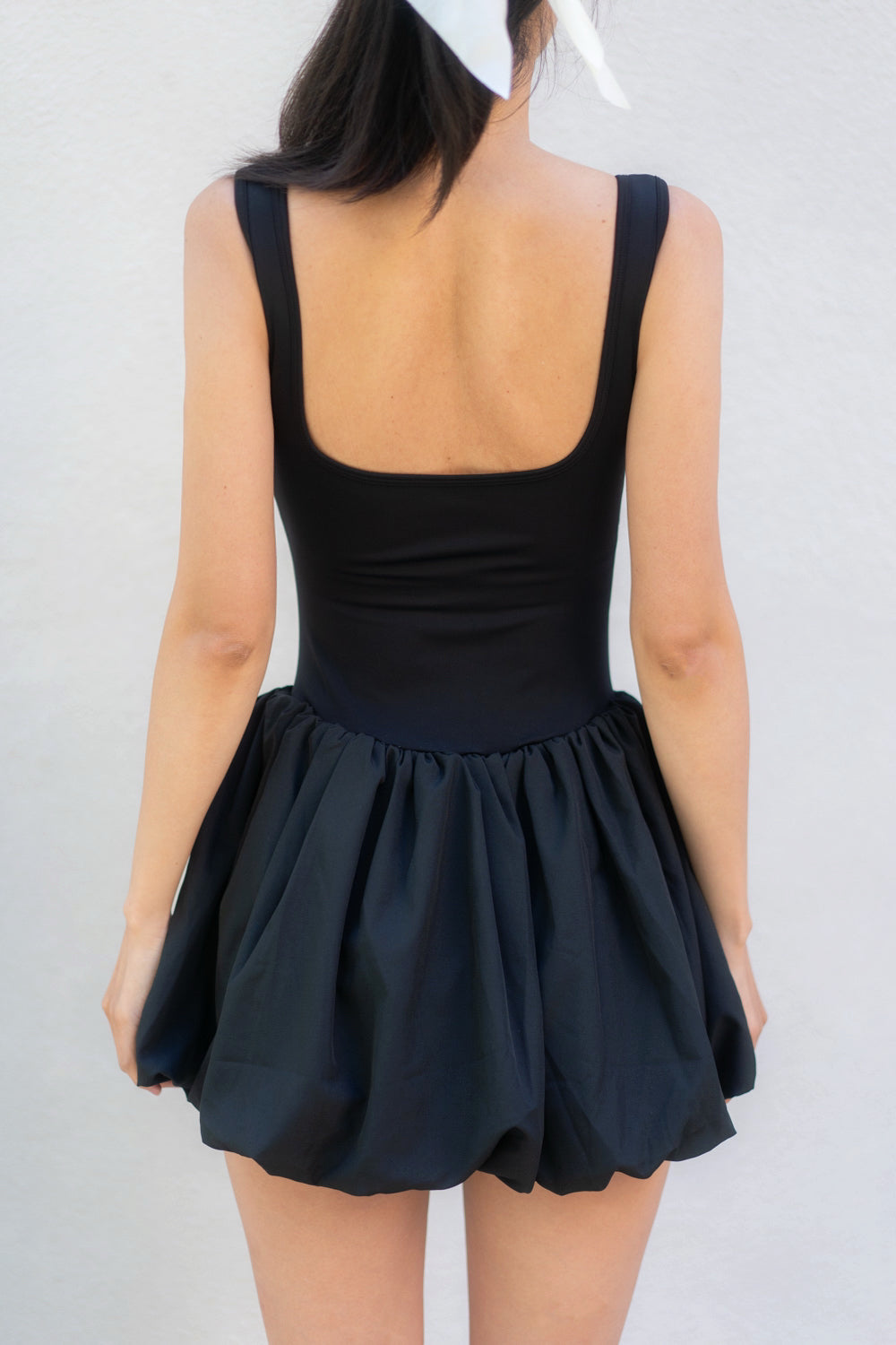 Bubble Tennis Dress with Built-In Support & Attached Liner Shorts Black / L