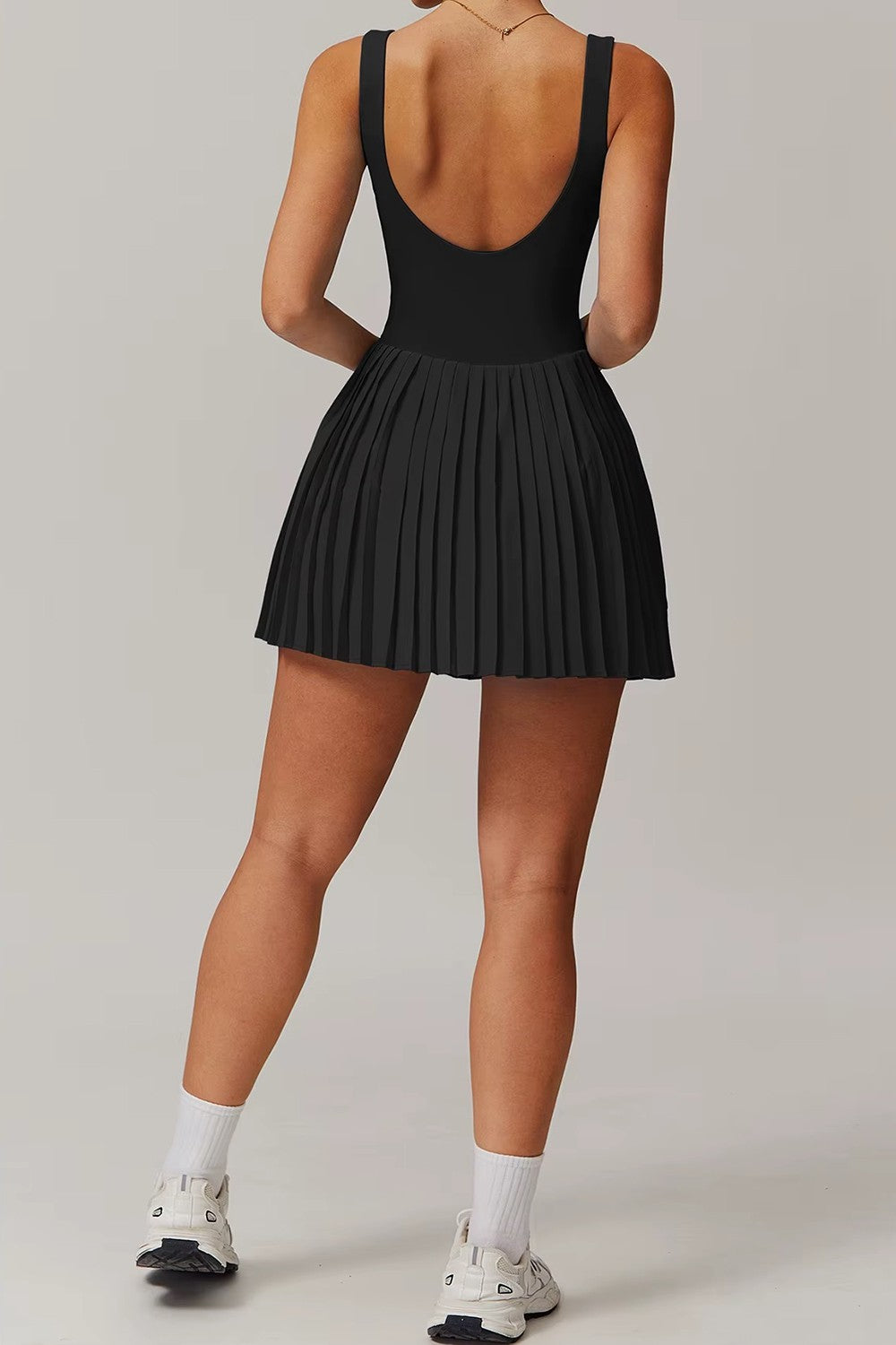 Pleated Dress with Built-in Bra and Shorts White / L