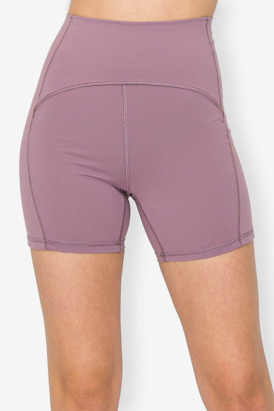 High Waist Bike Shorts - Four Way Stretch - Ube Lavender