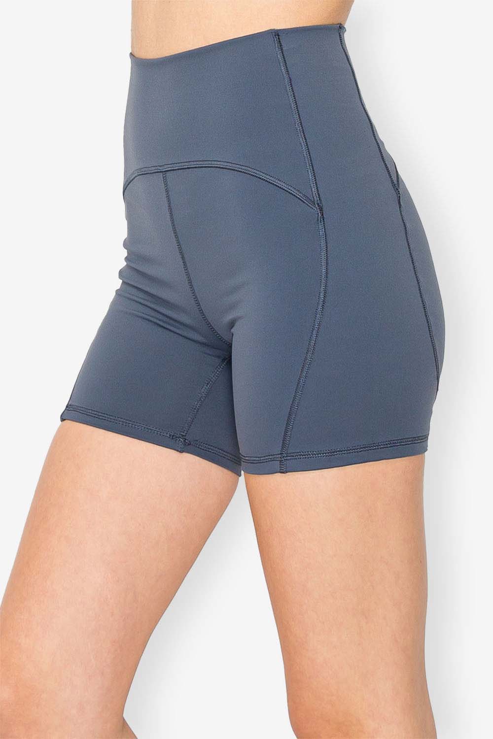 High Waist Bike Shorts - Four Way Stretch - Midnight - side