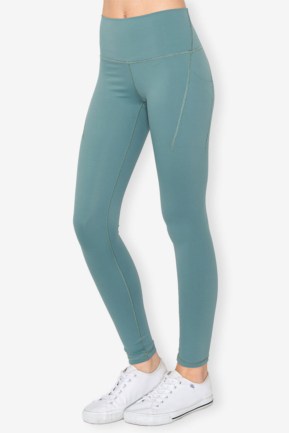 Yoga Legging - Pet Hair Resistant - Forest Teal Blue - 3/4 view