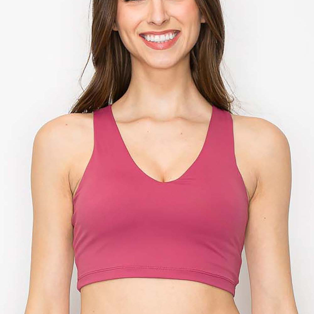 Full Support Yoga Bra Top - Cranberry Red - front