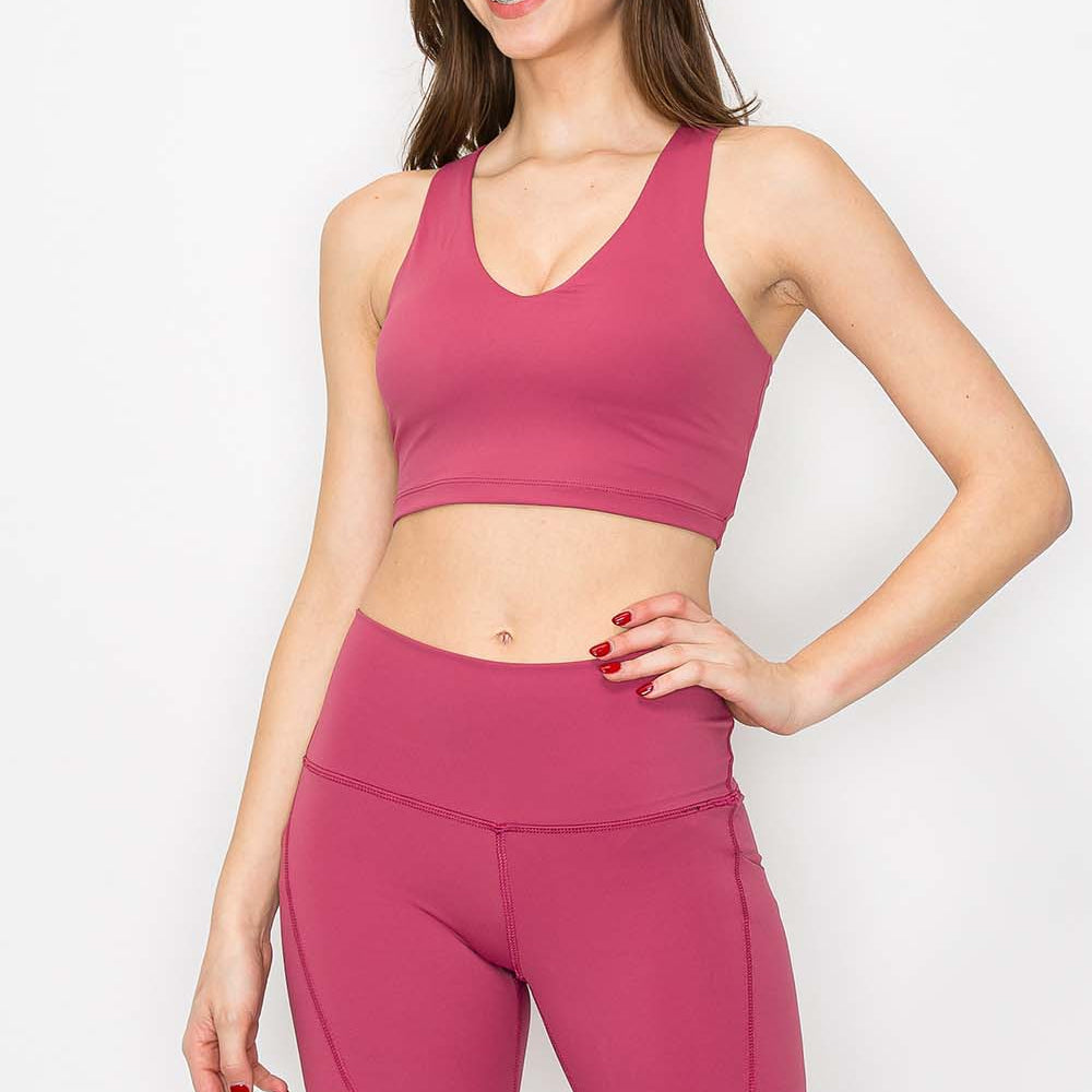
                      
                        Full Support Yoga Bra Top - Cranberry Red - angle
                      
                    