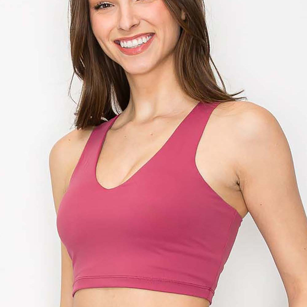 
                      
                        Full Support Yoga Bra Top - Cranberry Red - angle
                      
                    