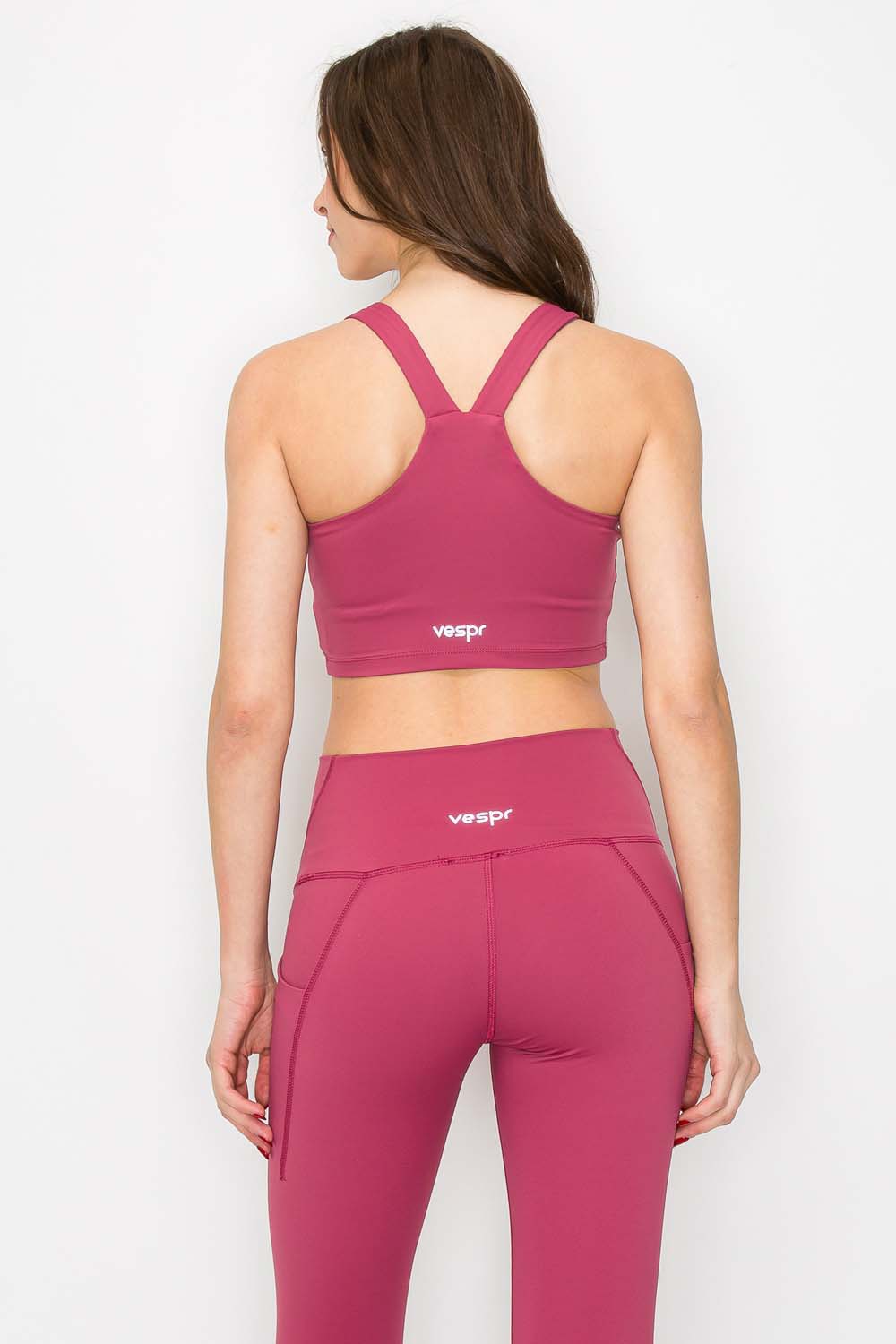 Full Support Yoga Bra Top - Cranberry Red - back