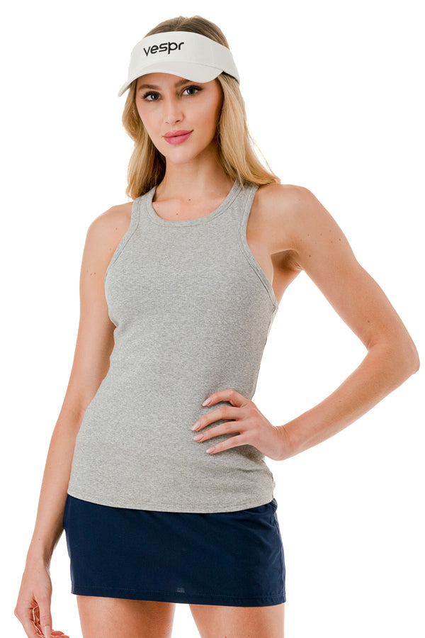 VESPR Ribbed Racerback Tank with Built-In Bra