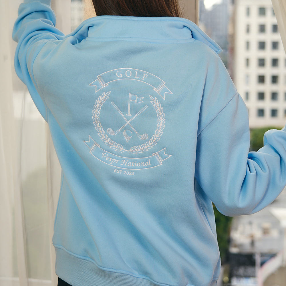 
                      
                        3/4 Zip Pullover Sweater with Vespr Golf Crest Embroidery
                      
                    