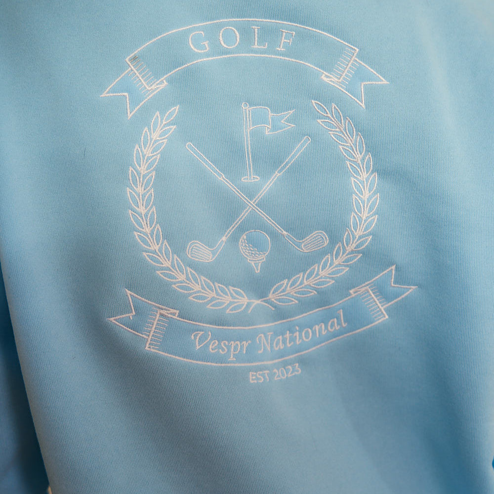 
                      
                        3/4 Zip Pullover Sweater with Vespr Golf Crest Embroidery
                      
                    