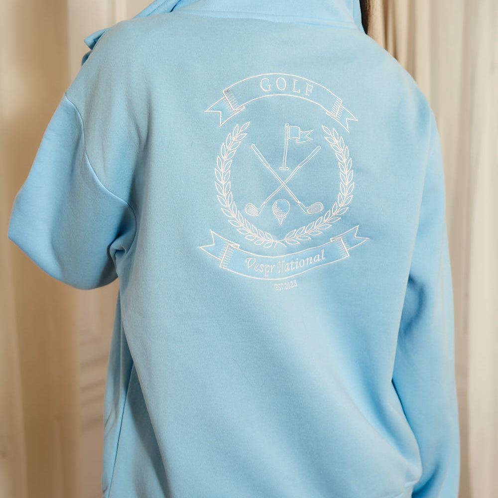 
                      
                        3/4 Zip Pullover Sweater with Vespr Golf Crest Embroidery
                      
                    