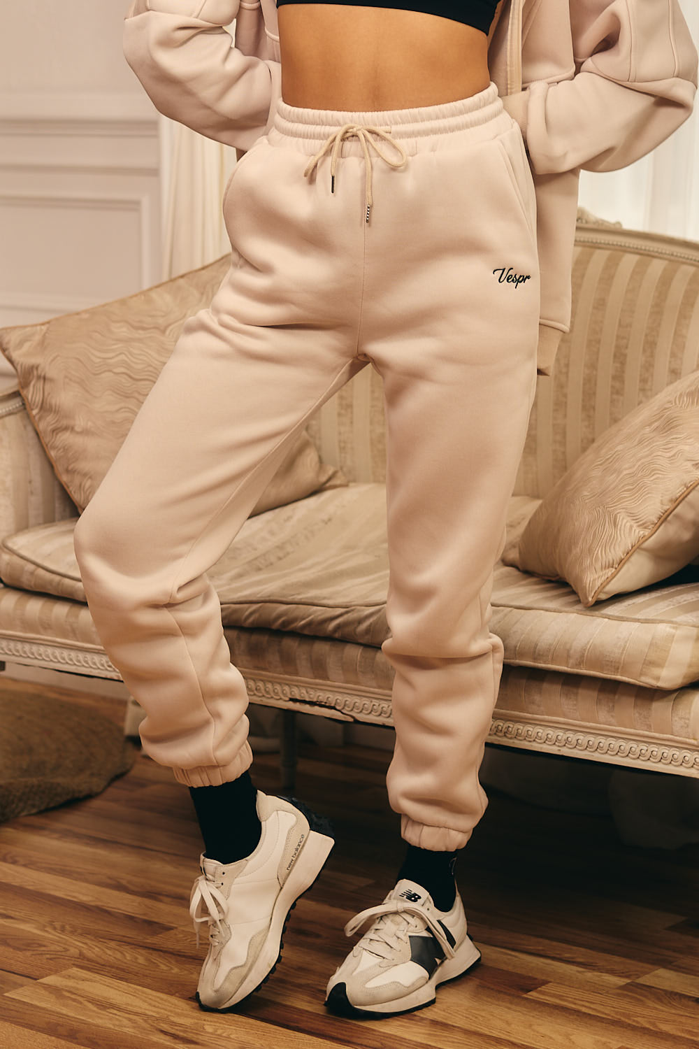 Fleece High Waist Sweatpants with Side Pockets